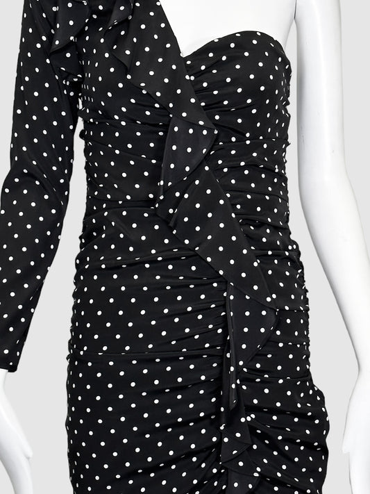 Veronica Beard Polka-Dot Open-Shoulder Dress - Size 2