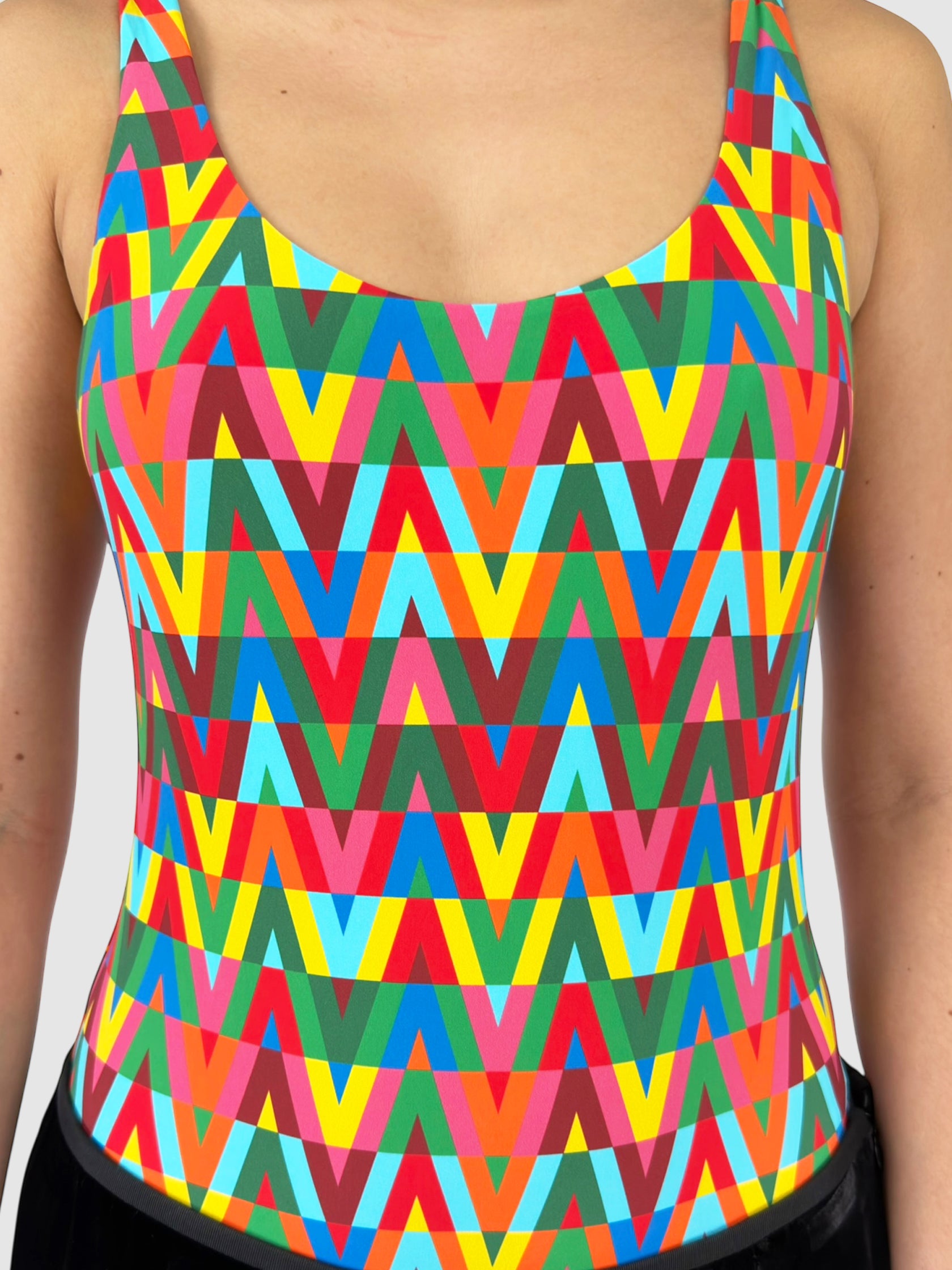 V Print One-Piece Swimsuit