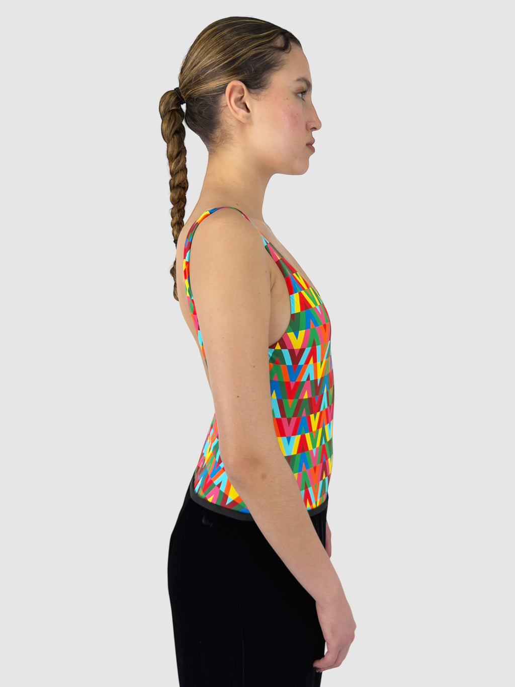 V Print One-Piece Swimsuit