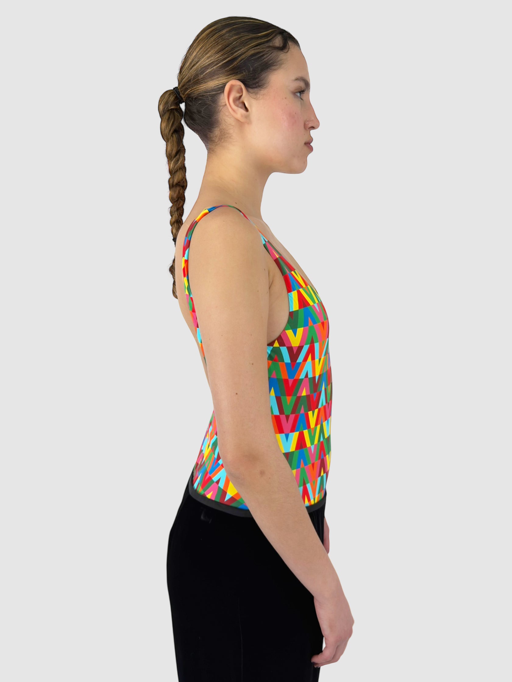 V Print One-Piece Swimsuit
