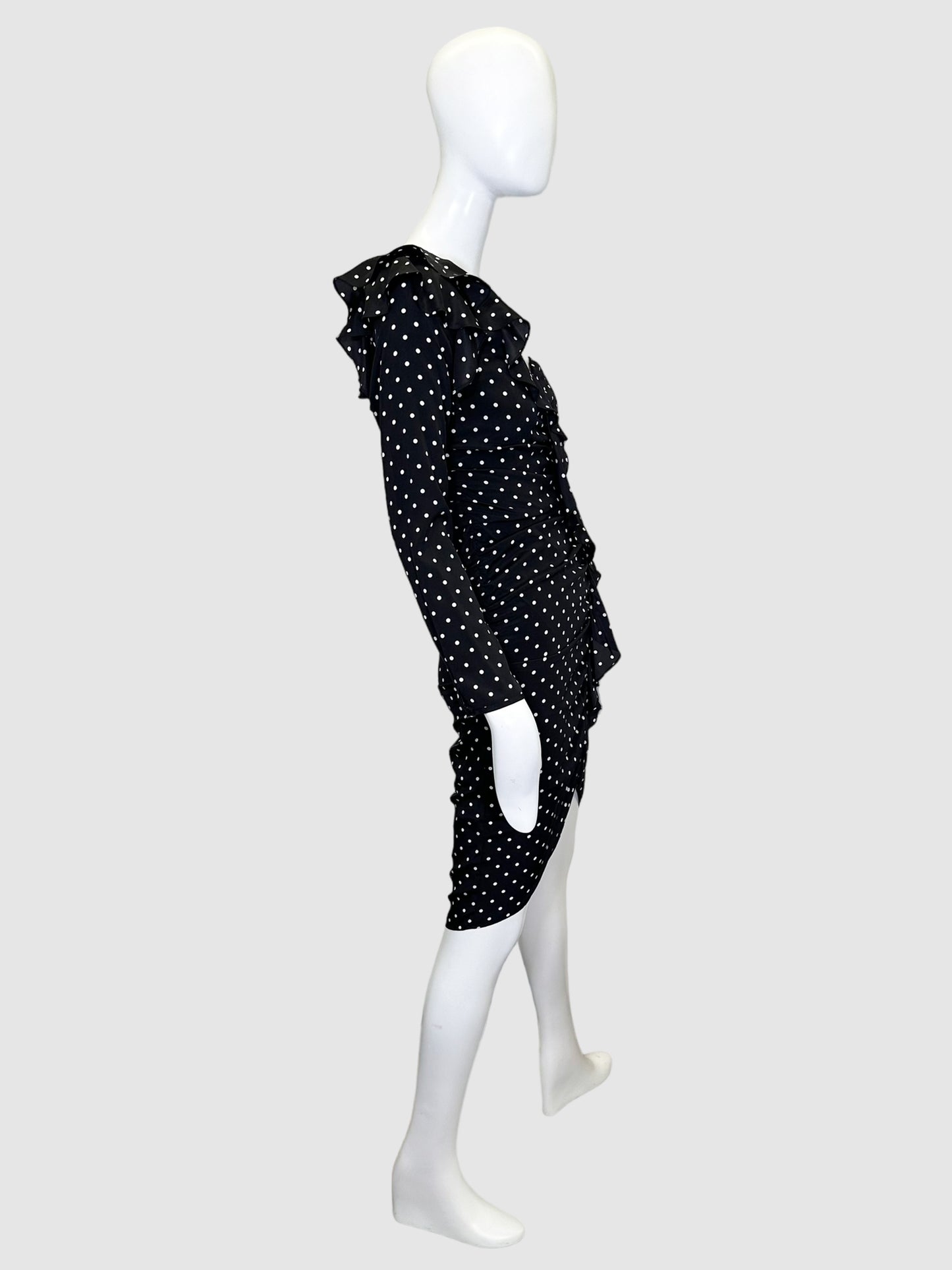 Veronica Beard Polka-Dot Open-Shoulder Dress - Size 2