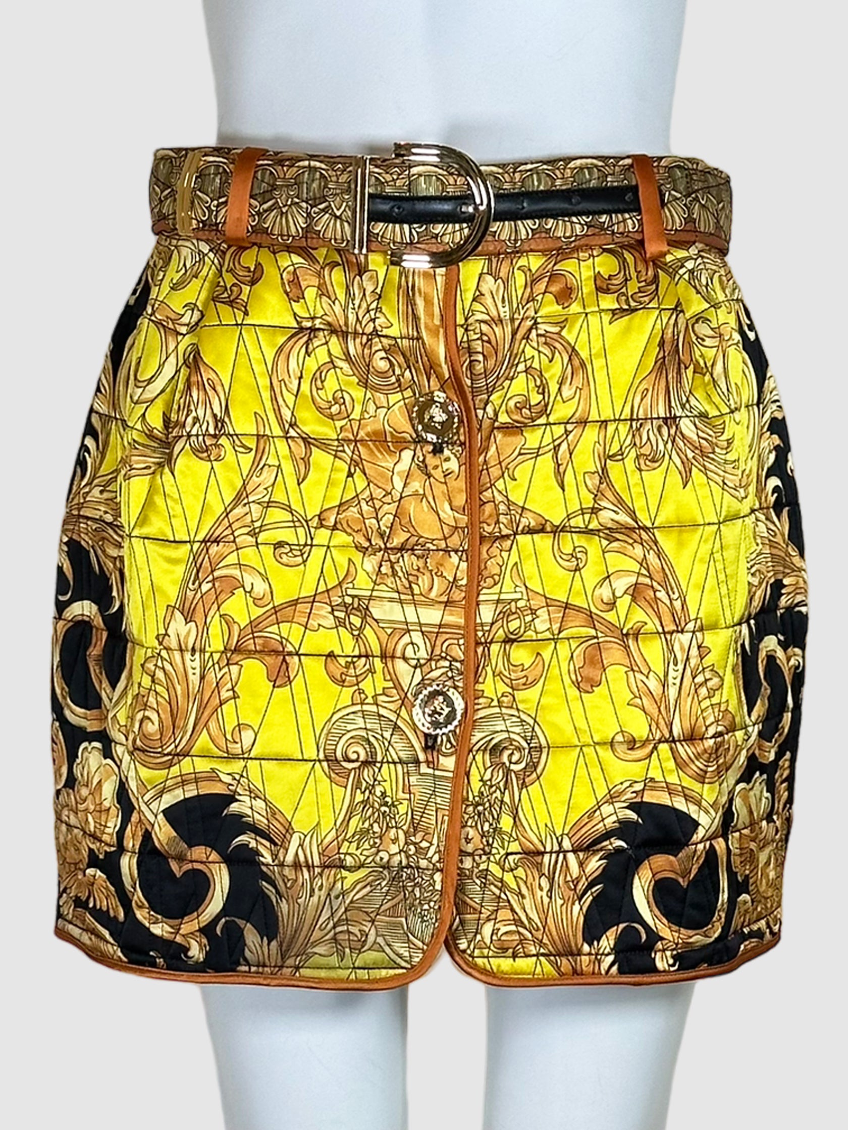 Silk Yellow Mini Skirt - Size 38