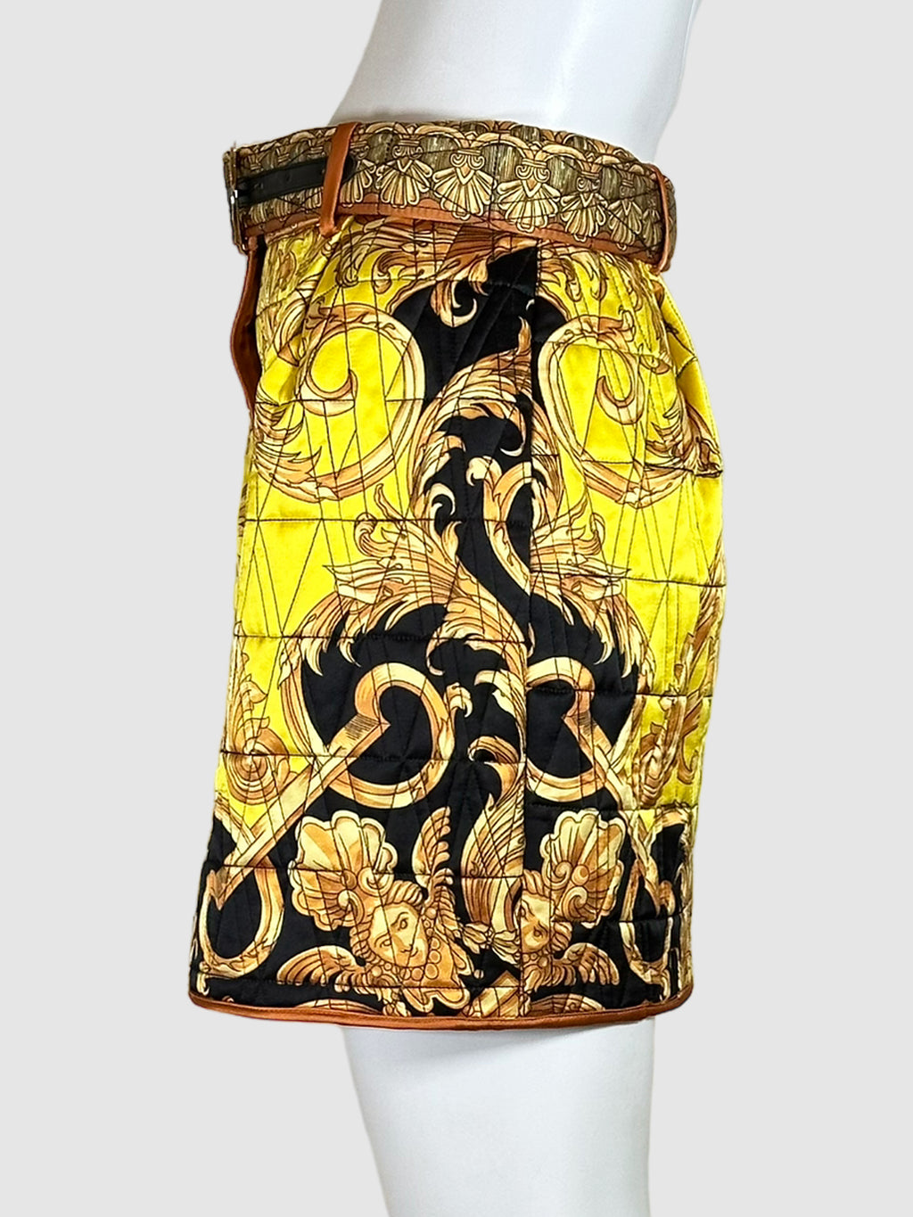 Silk Yellow Mini Skirt - Size 38