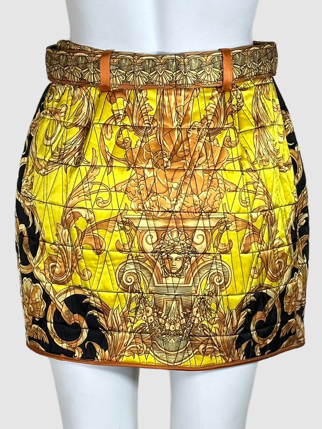Silk Yellow Mini Skirt - Size 38