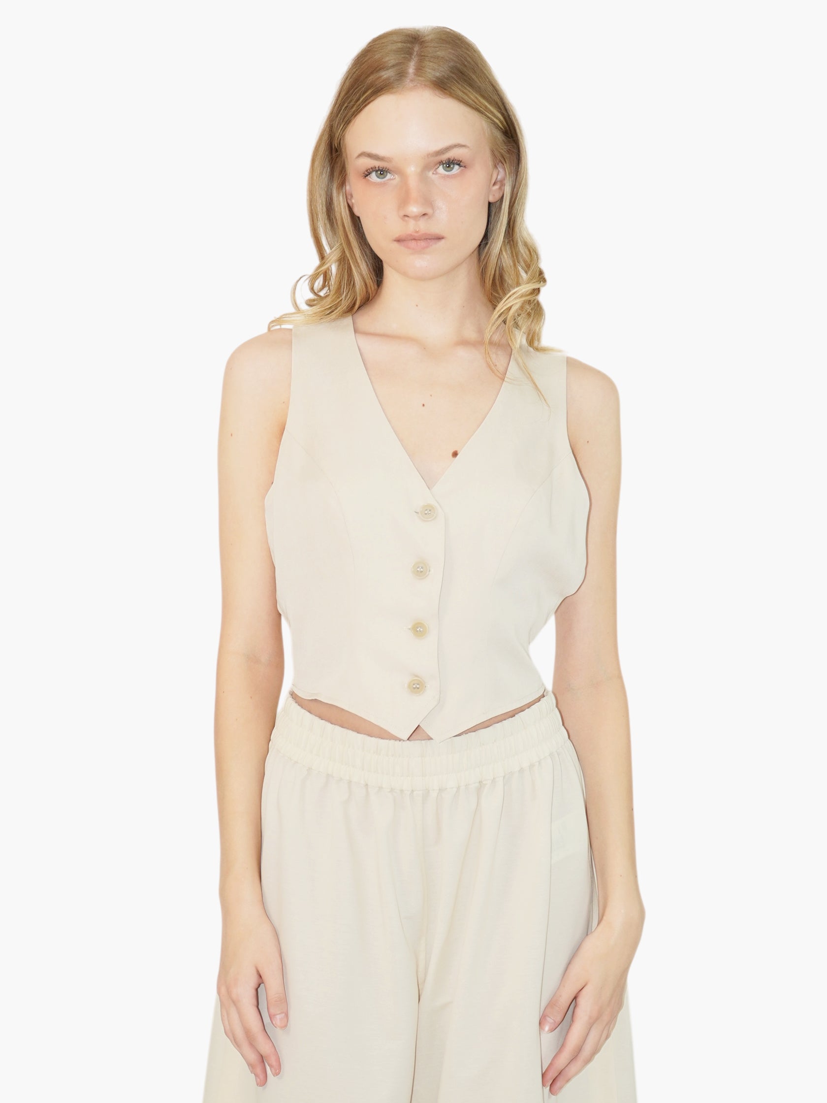 Cropped Button-Up Vest