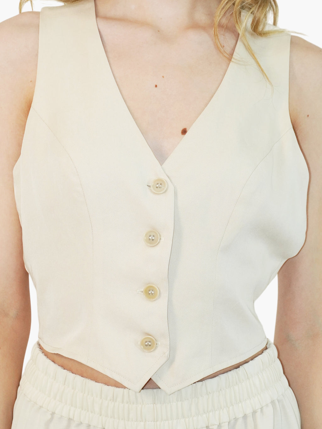Cropped Button-Up Vest