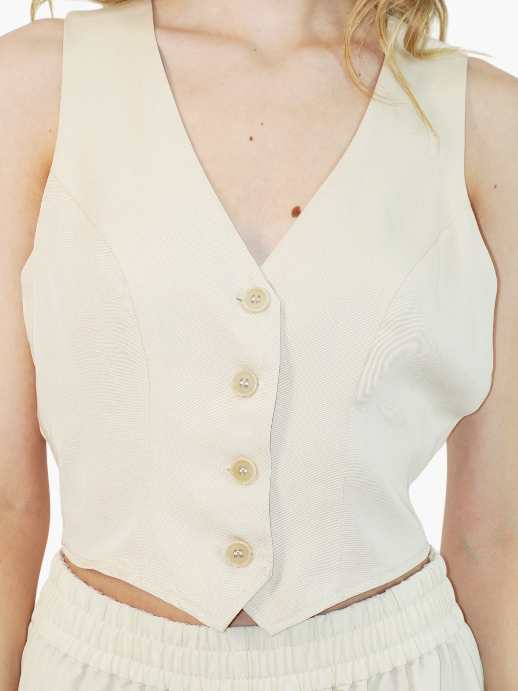 Cropped Button-Up Vest