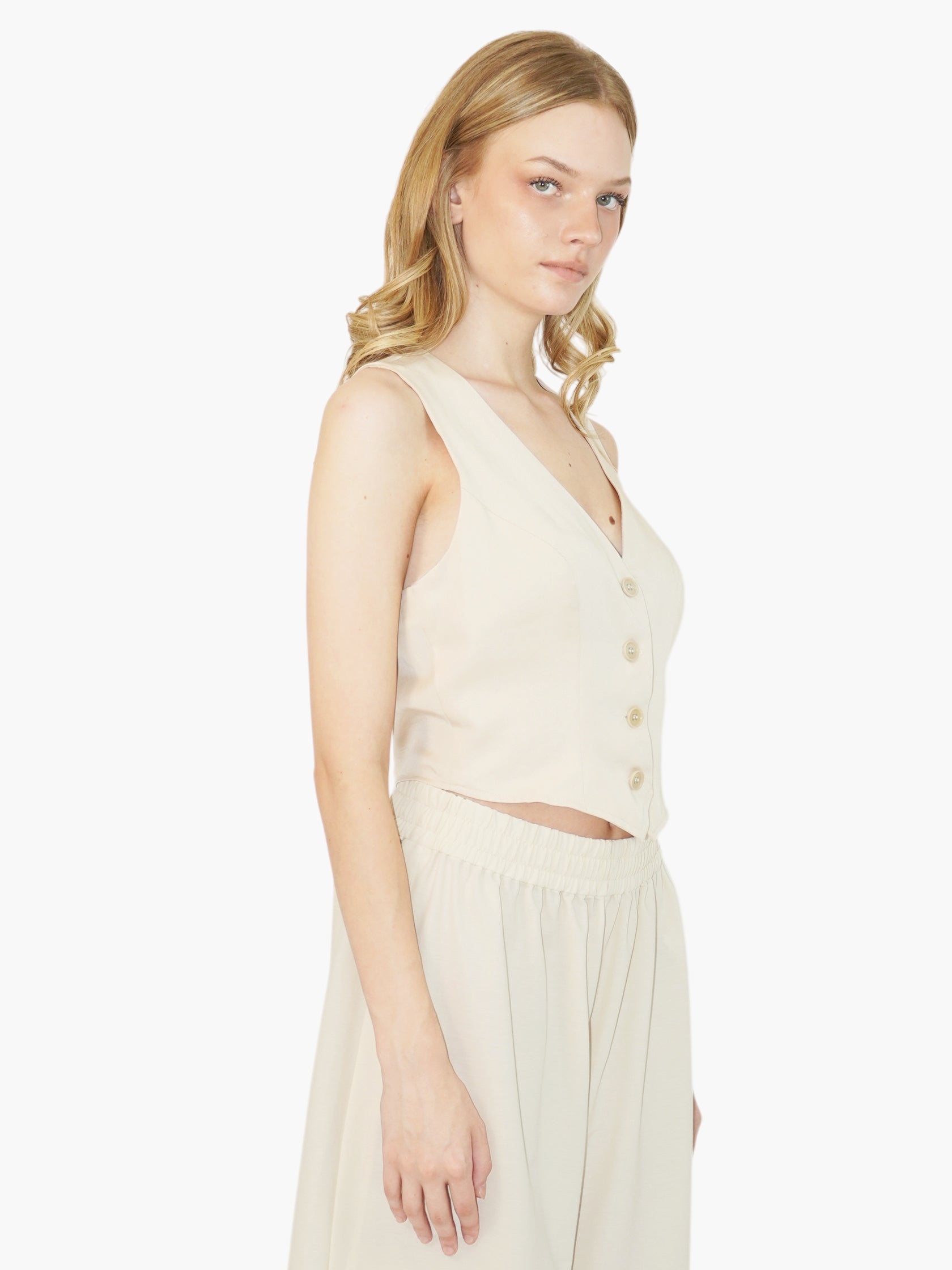 Cropped Button-Up Vest