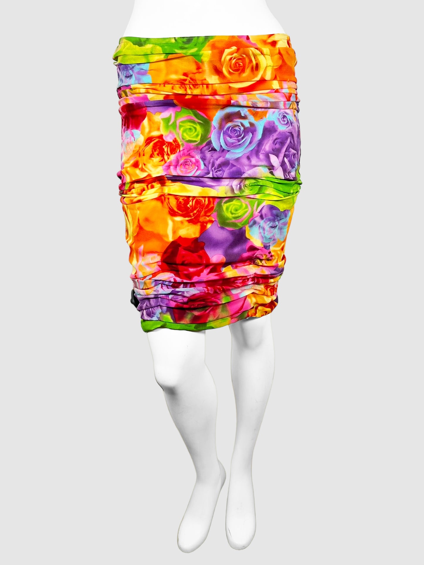 Versace Multicolour Ruched Floral 2 Piece Set Size 42 Consignment Secondhand Designer Luxury Resale Toronto Trendy