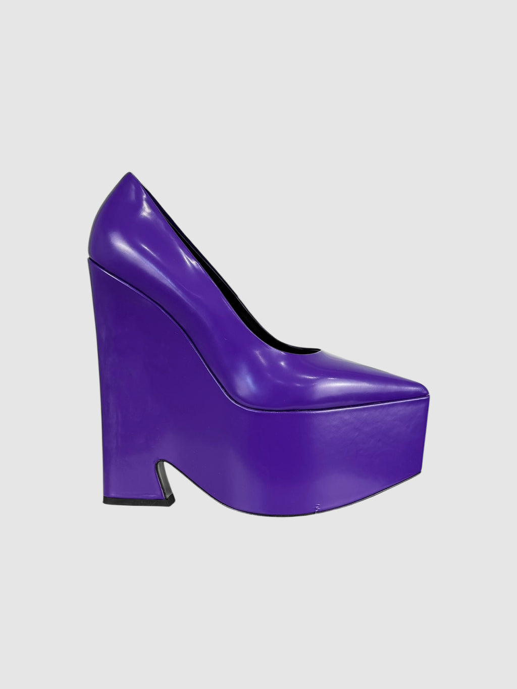 Versace Purple Leather Tempest Platform Pumps, Size 39.5 Luxury Designer Resale Consignment Toronto Secondhand Pre-Loved