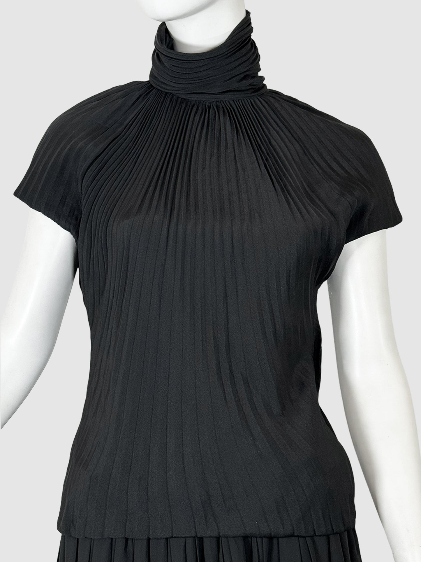 Pleated High Neck Top - Size XS/S
