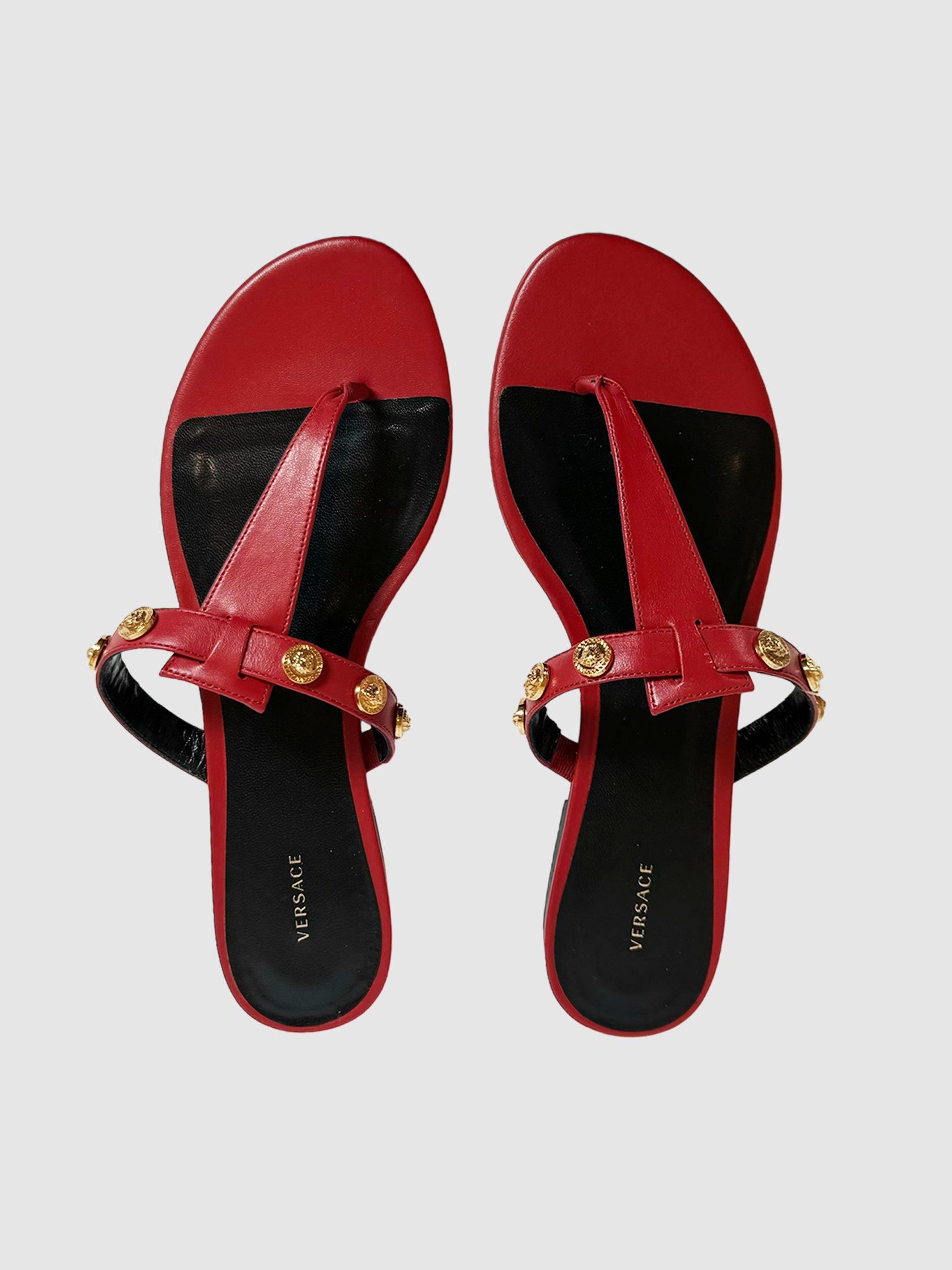 Medusa Studded T-Strap Sandals - Size 40