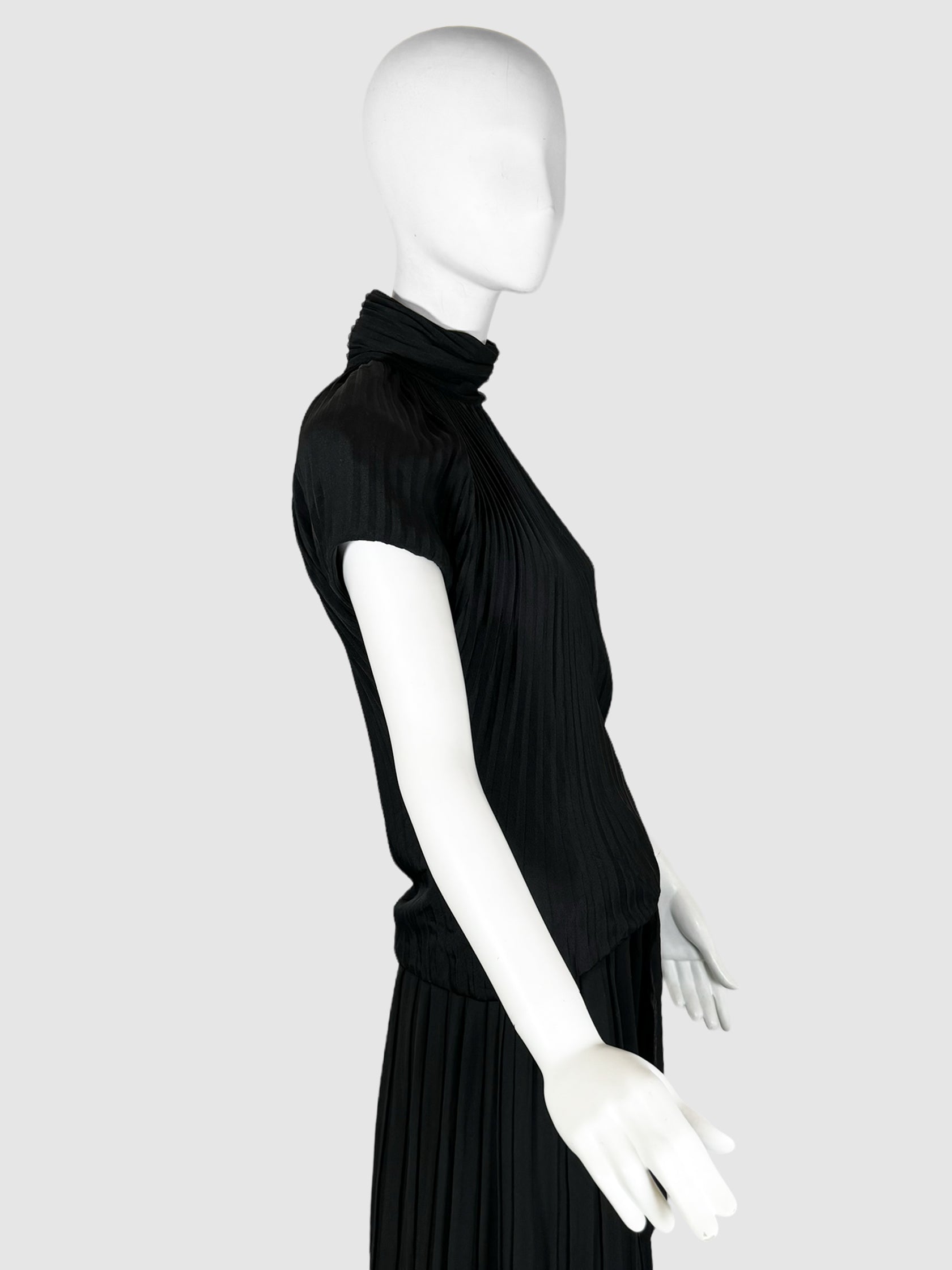 Pleated High Neck Top - Size XS/S