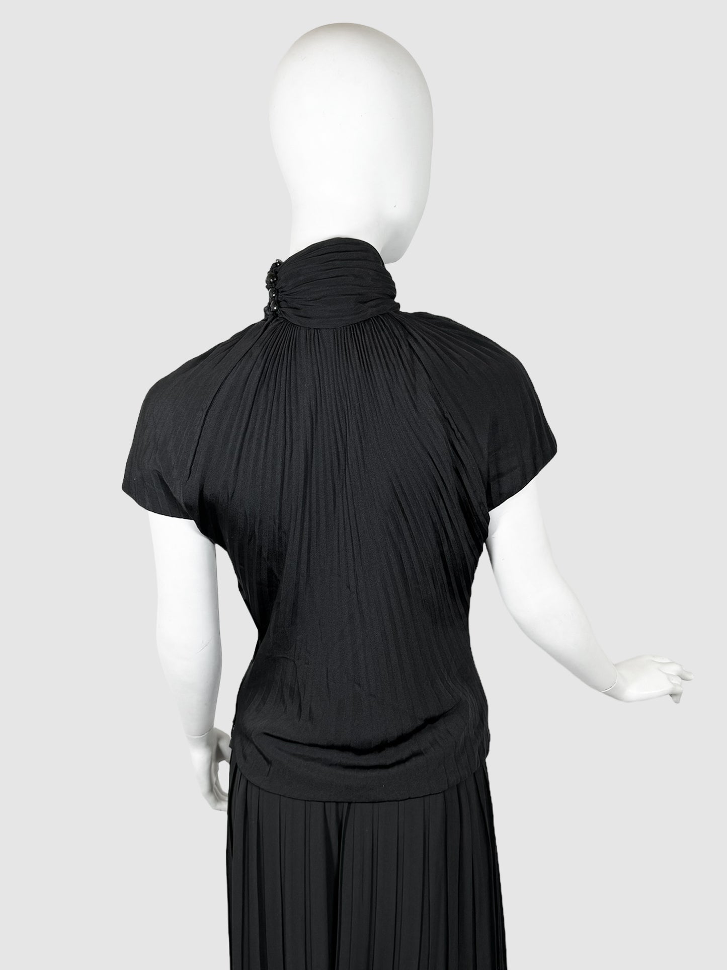 Pleated High Neck Top - Size XS/S