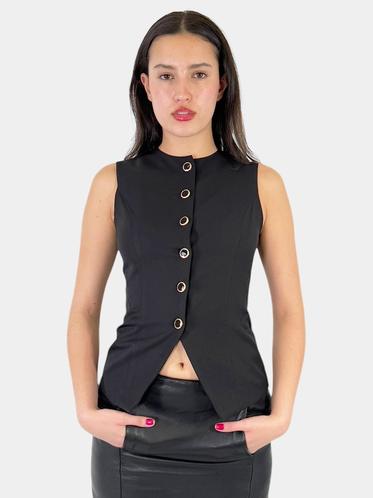 Tailored Button-Up Vest - Size S