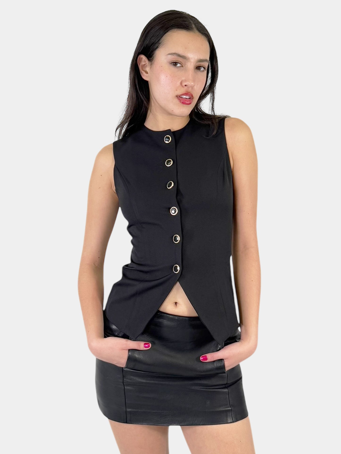 Tailored Button-Up Vest - Size S