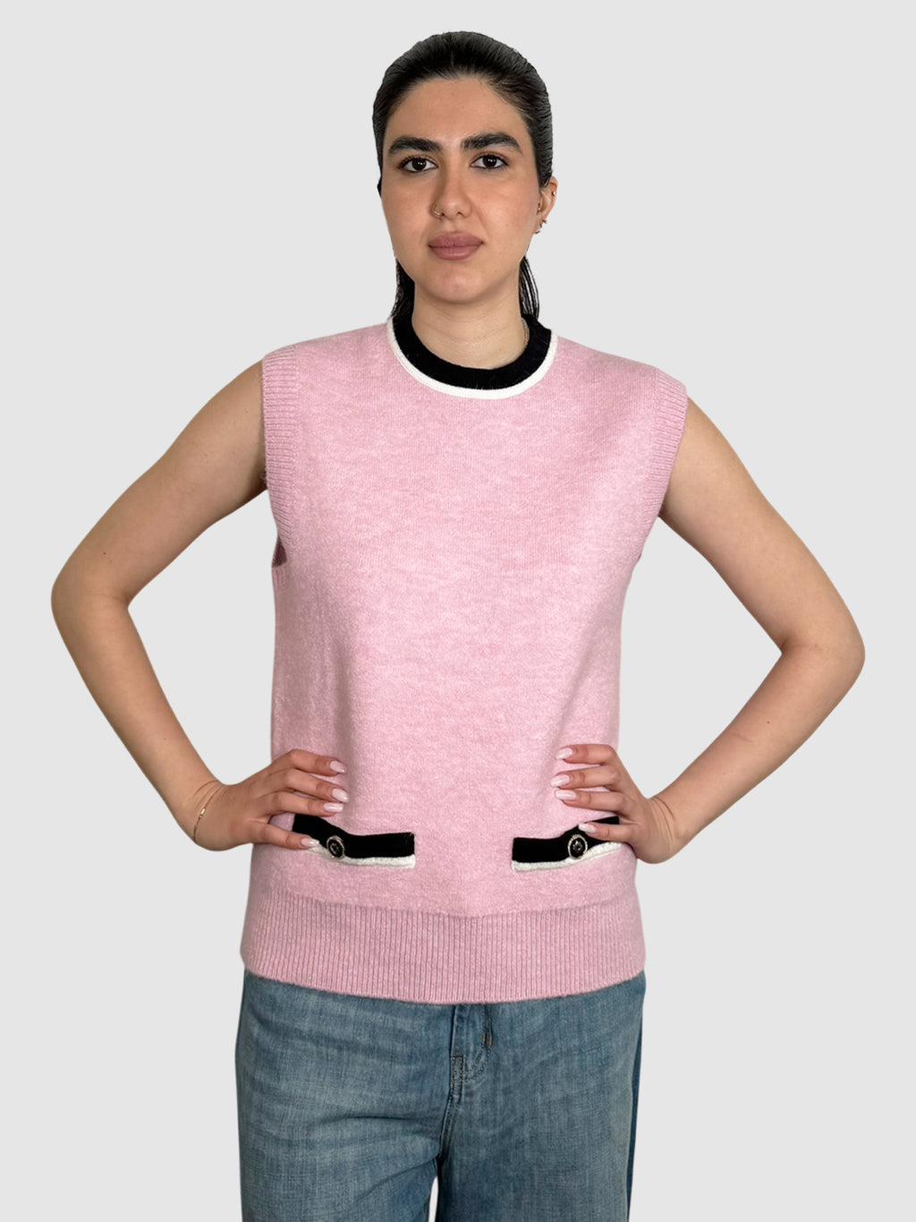 Knit Contrast Vest