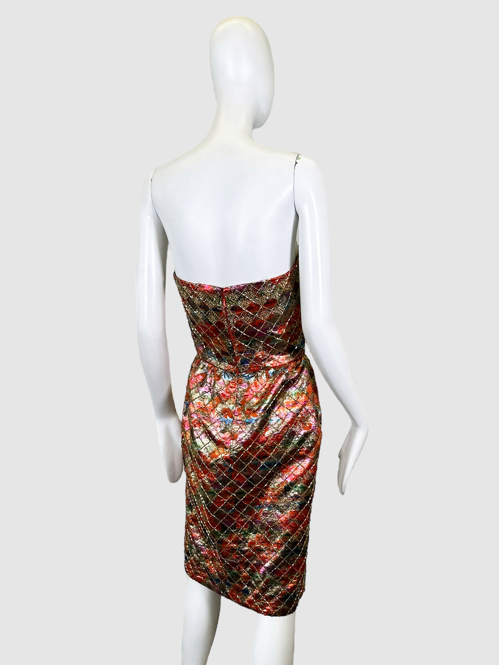 Strapless Beaded Patterned Dress - Size 6