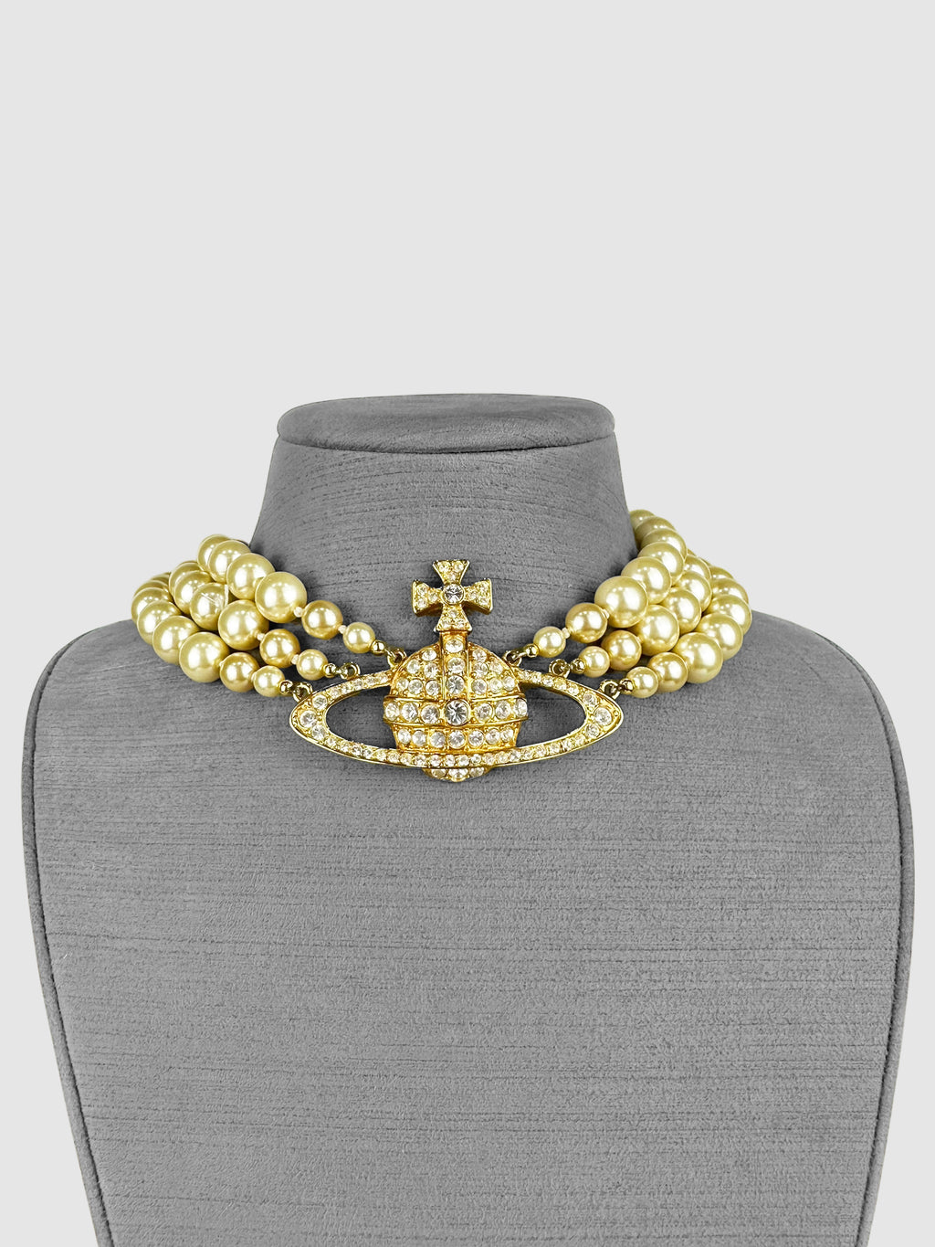 Three-Row Pearl Orb Necklace