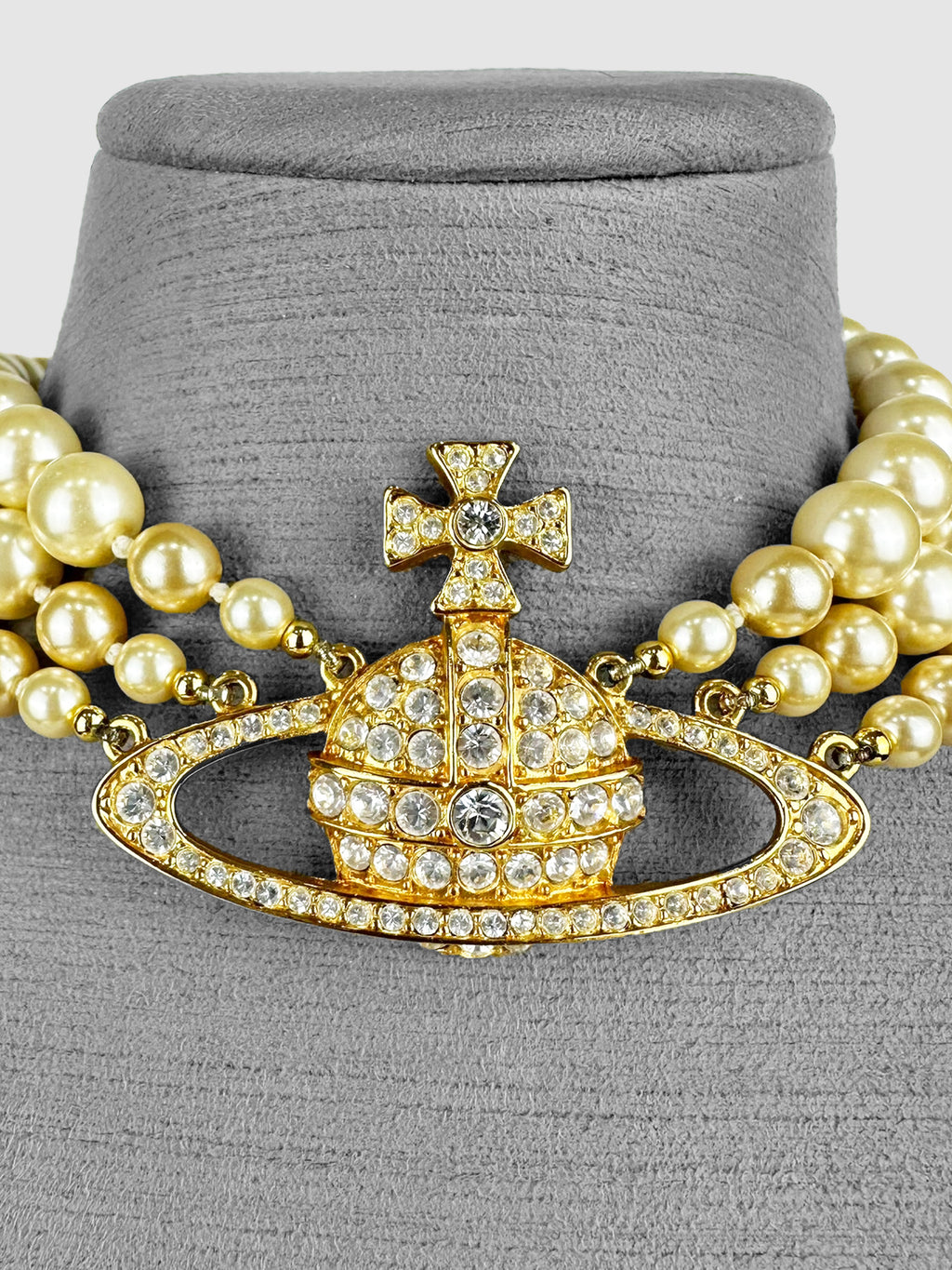 Three-Row Pearl Orb Necklace