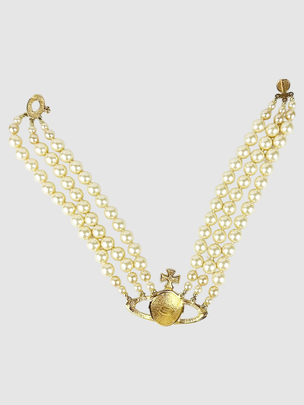 Three-Row Pearl Orb Necklace