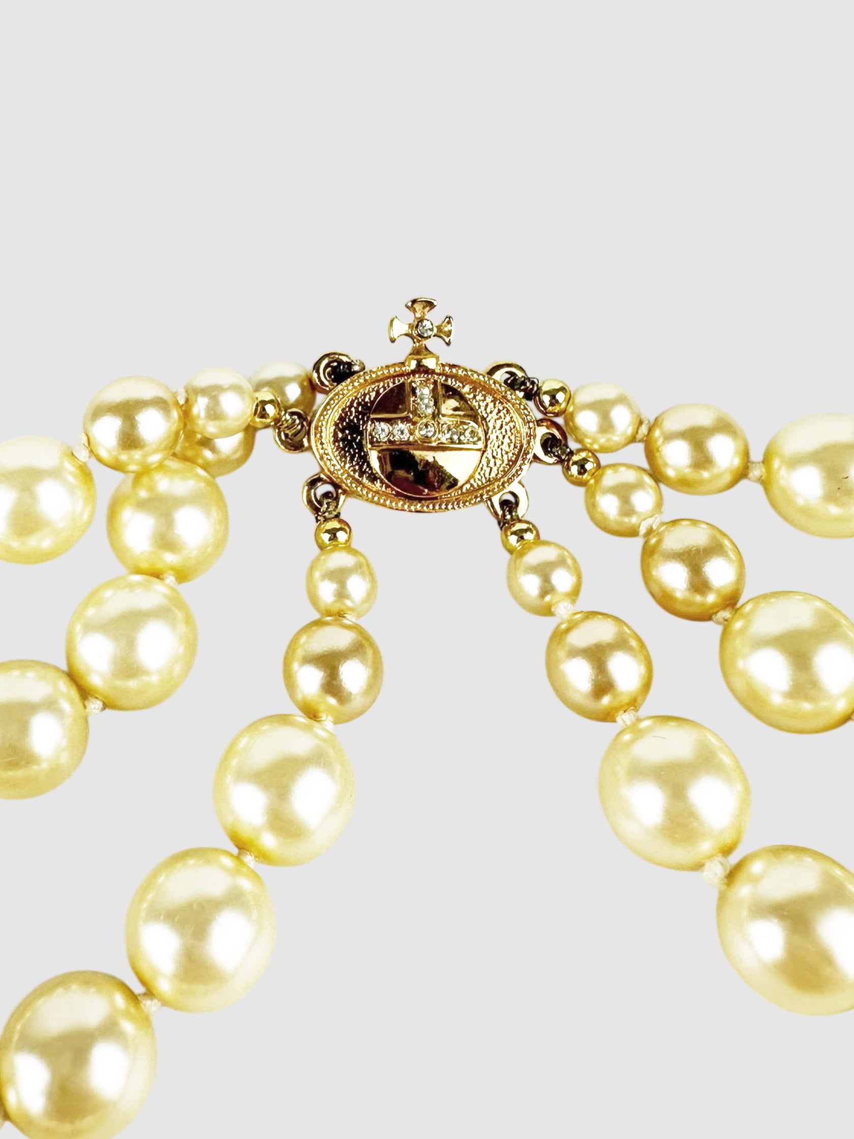 Three-Row Pearl Orb Necklace