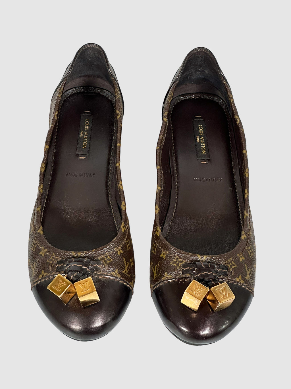 Monogram Leather Flats - Size 38