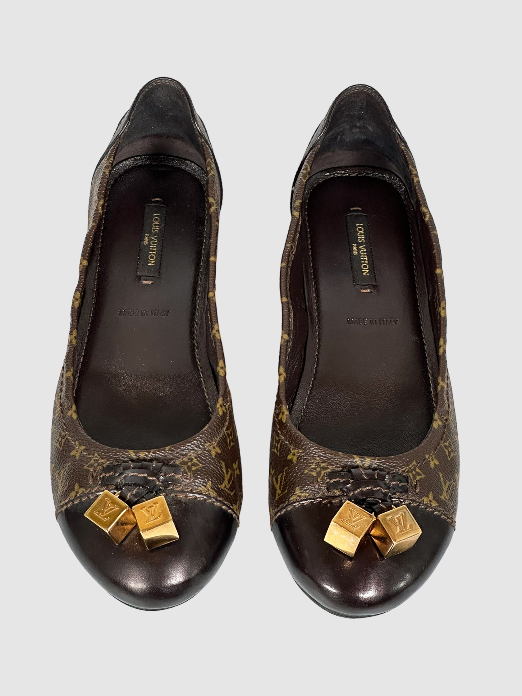 Monogram Leather Flats - Size 38