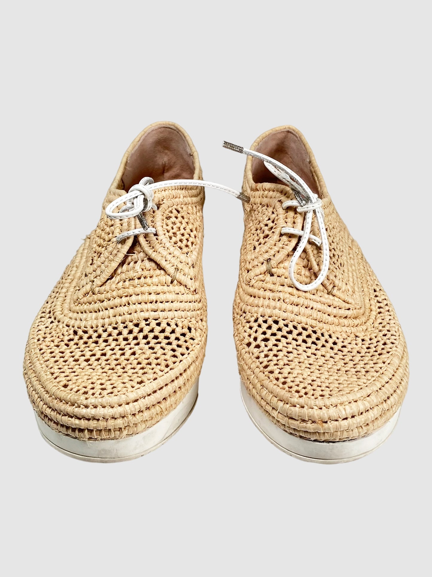 Woven Lace-Up Espadrilles - Size 36