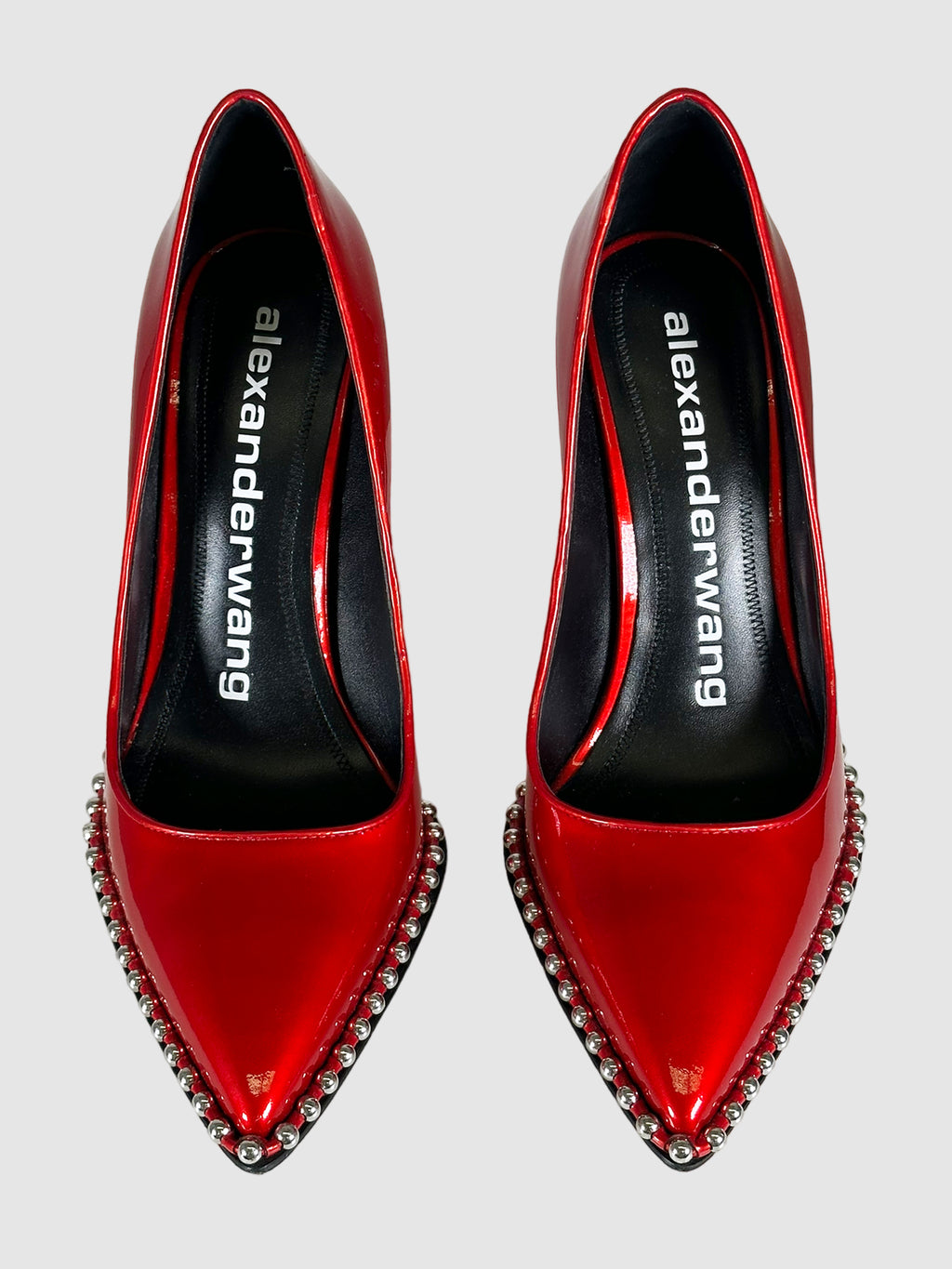 Patent Leather Studded Accents Pumps - Size 39