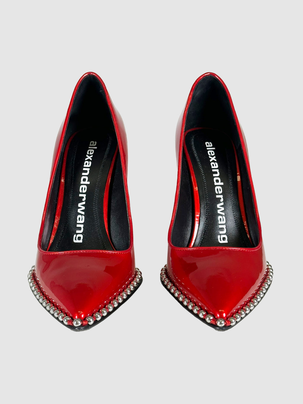 Patent Leather Studded Accents Pumps - Size 39