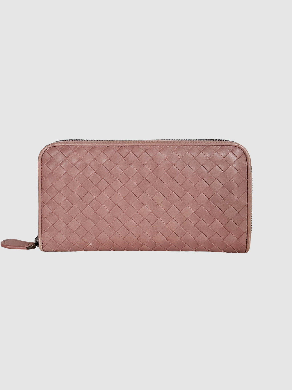 Bottega Veneta Pink Leather Nappa Intrecciato Zip Around Wallet Consignment Secondhand Designer Luxury Resale Toronto Trendy