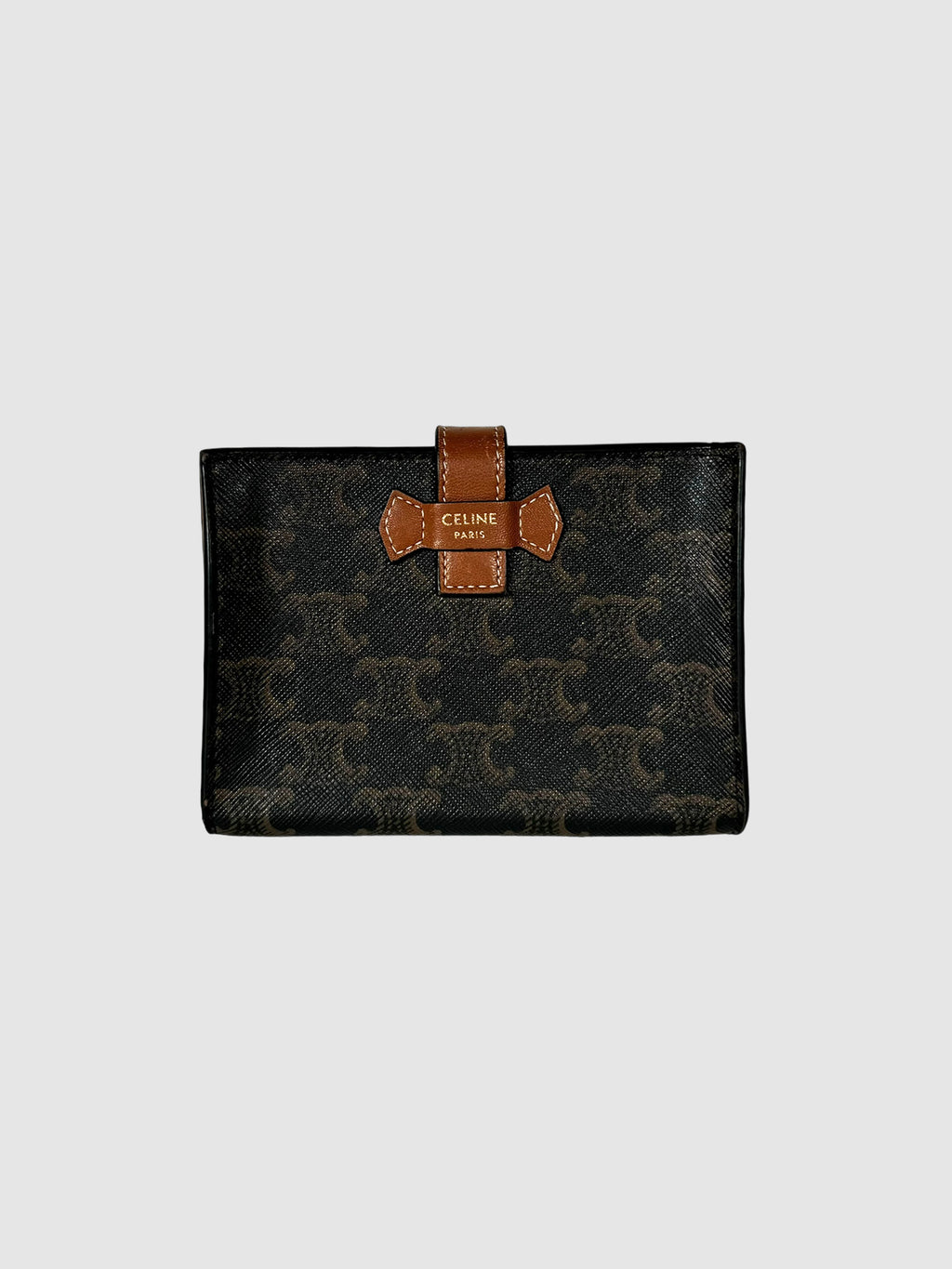 Celine Triomphe Small Strap Wallet in Canvas and Leather Designer Luxury Resale Toronto Canada