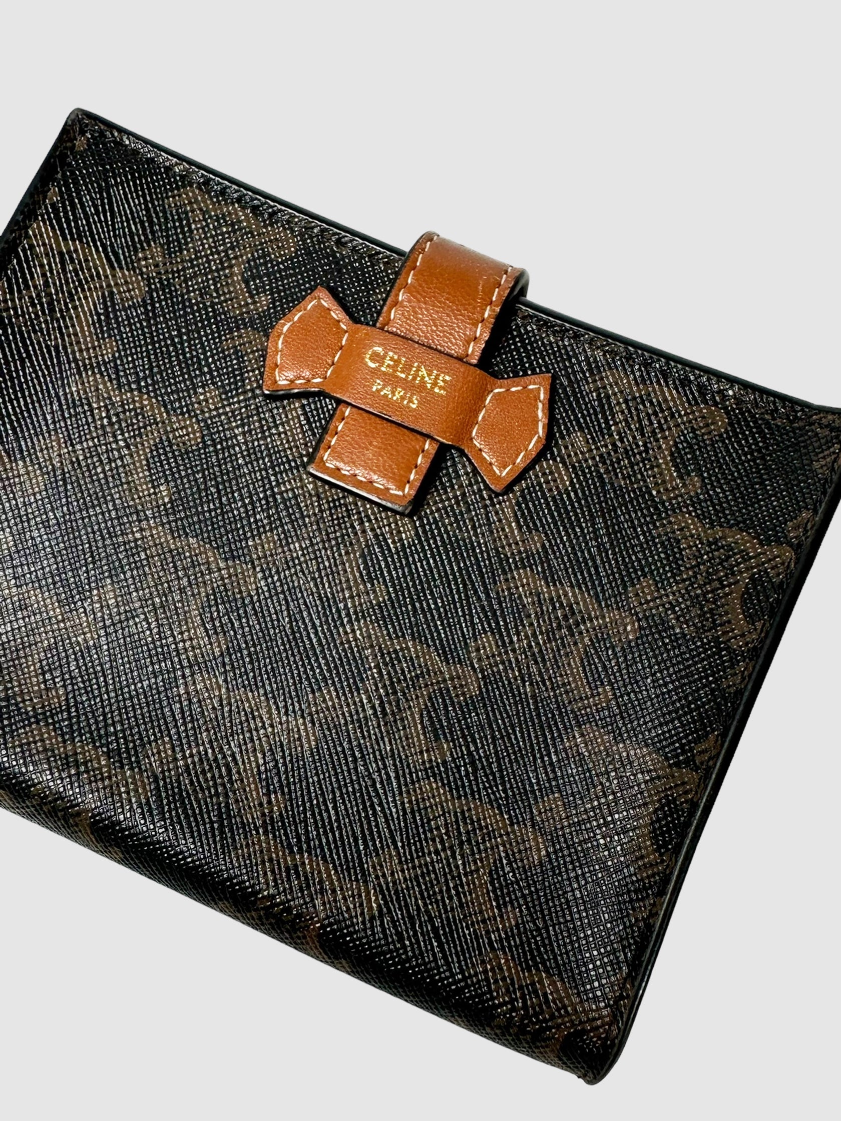 Celine Triomphe Small Strap Wallet in Canvas and Leather Designer Luxury Resale Toronto Canada
