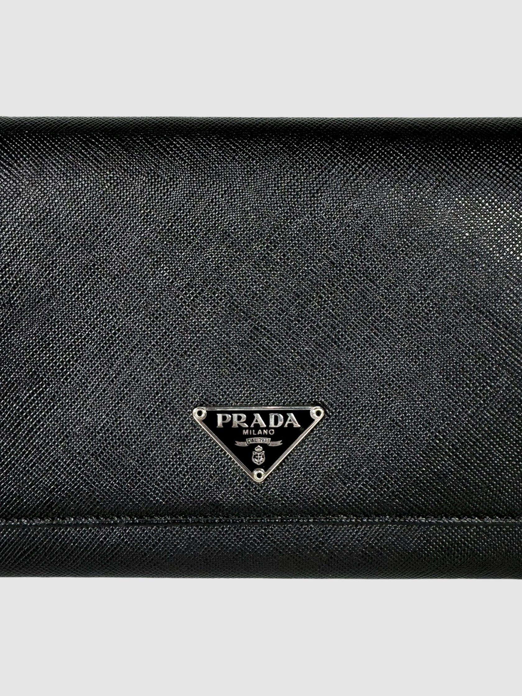 Prada Saffiano Bifold Wallet in Black Designer Luxury Resale Consignment Toronto