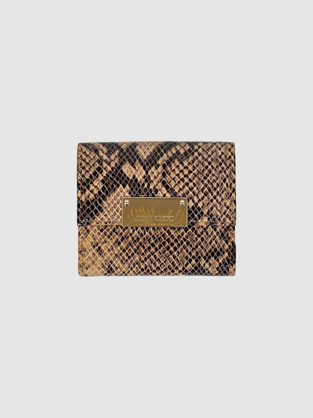 Reptile Print Leather Compact Wallet