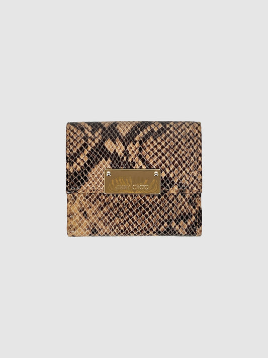 Jimmy Choo Animal Print Leather Compact Wallet