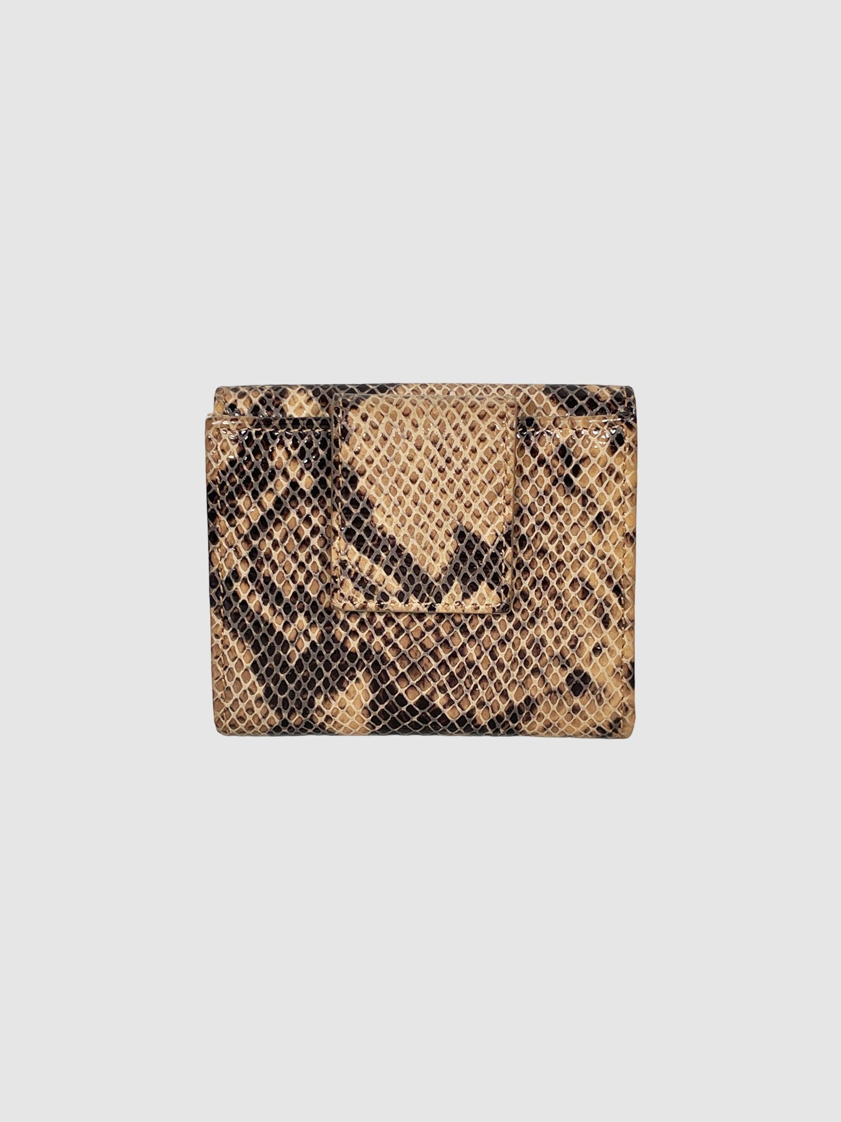 Reptile Print Leather Compact Wallet