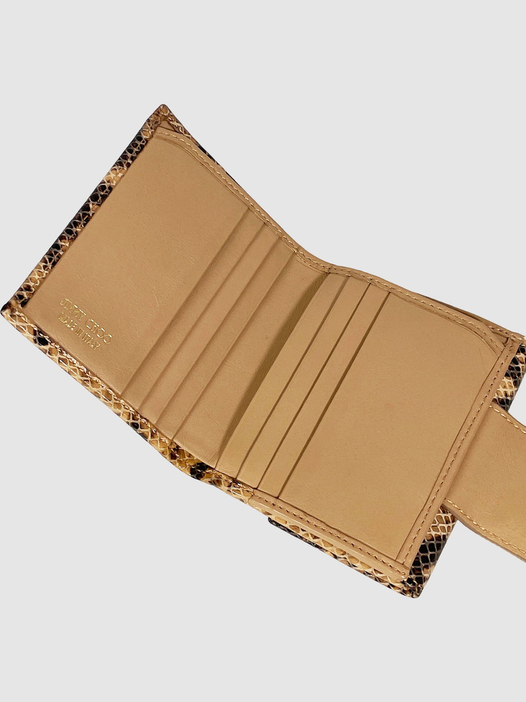 Reptile Print Leather Compact Wallet