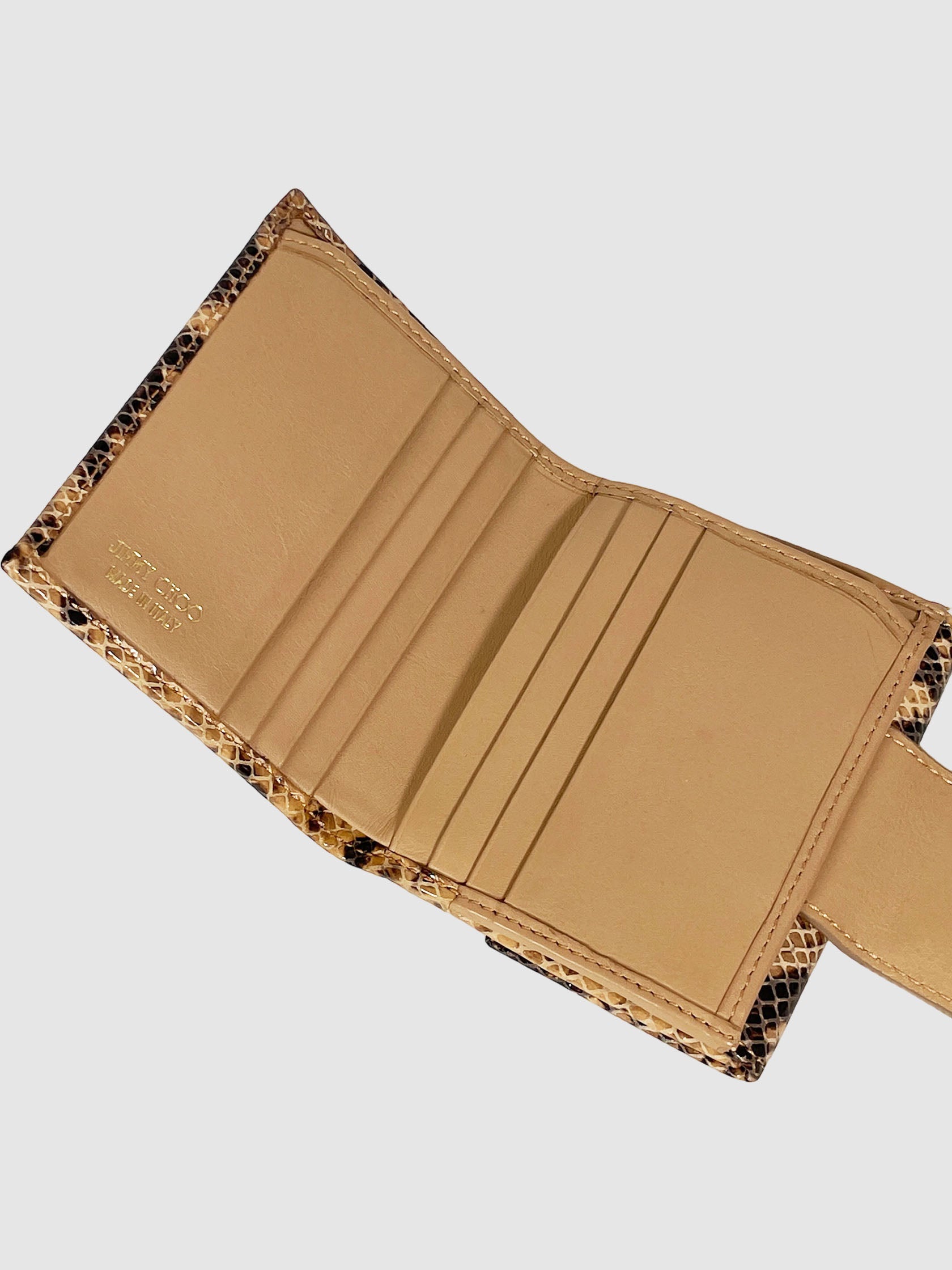 Reptile Print Leather Compact Wallet