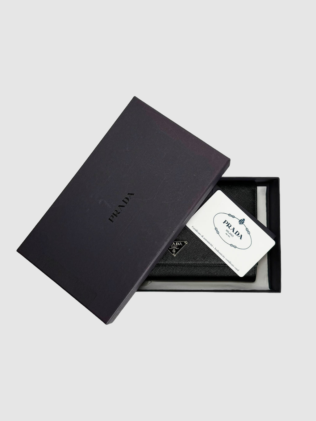 Prada Saffiano Bifold Wallet in Black Designer Luxury Resale Consignment Toronto