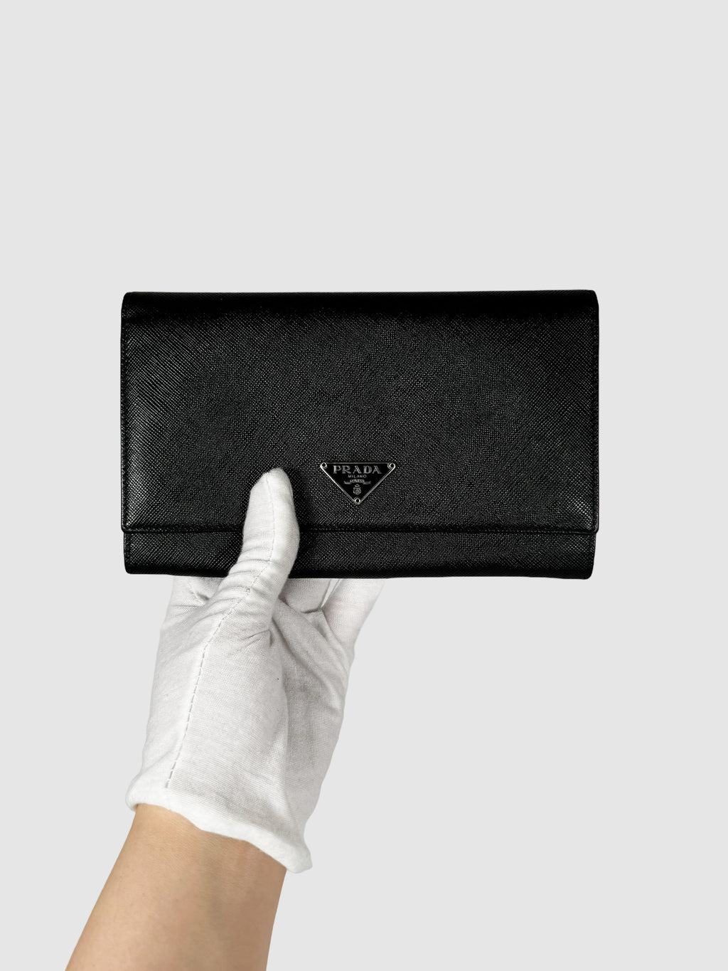 Prada Saffiano Bifold Wallet in Black Designer Luxury Resale Consignment Toronto