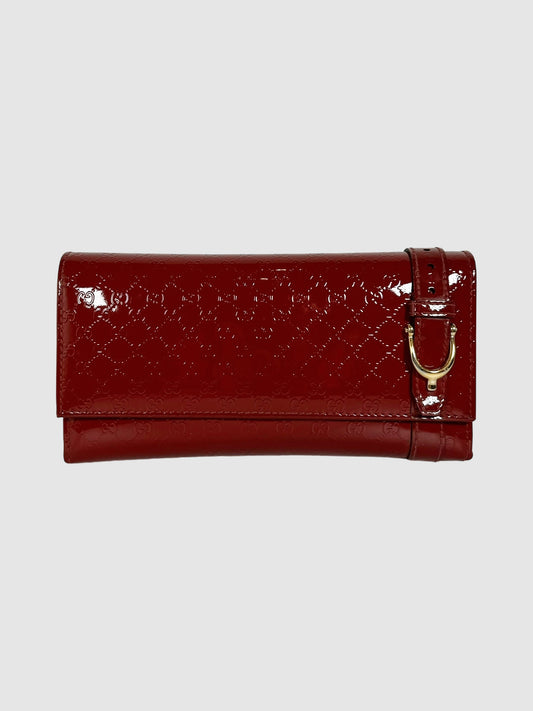 Gucci Red Micro Guccissima Patent Leather Wallet Consignment Secondhand Designer Luxury Resale Toronto Trendy