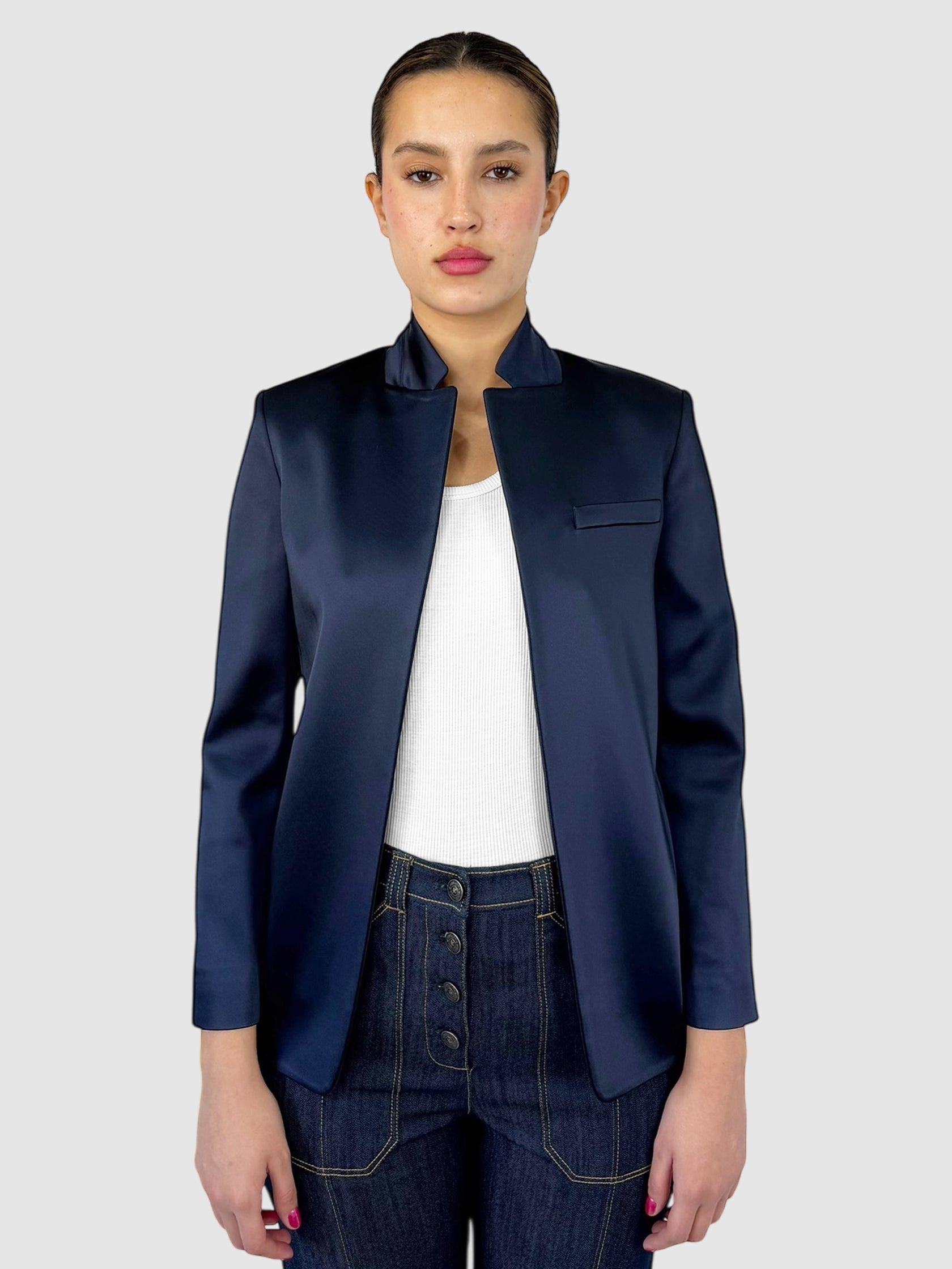 Satin Open Blazer