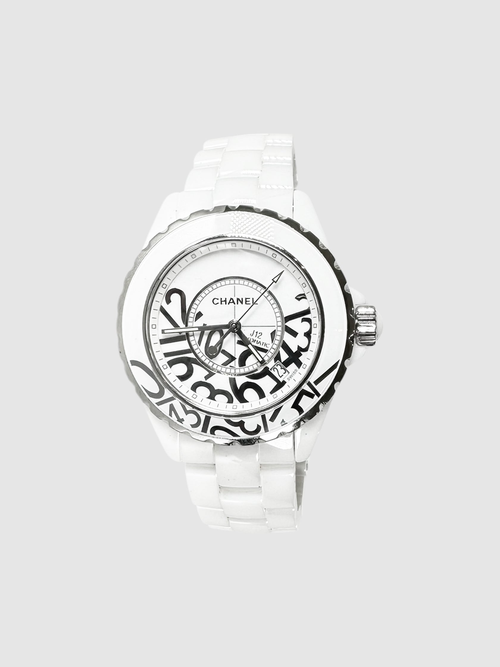 Chanel Limited Edition White J12 Graffiti Stainless Steel Watch Luxury Designer Resale Consignment Canada Toronto VSP RealReal 1stDibs Vestiaire