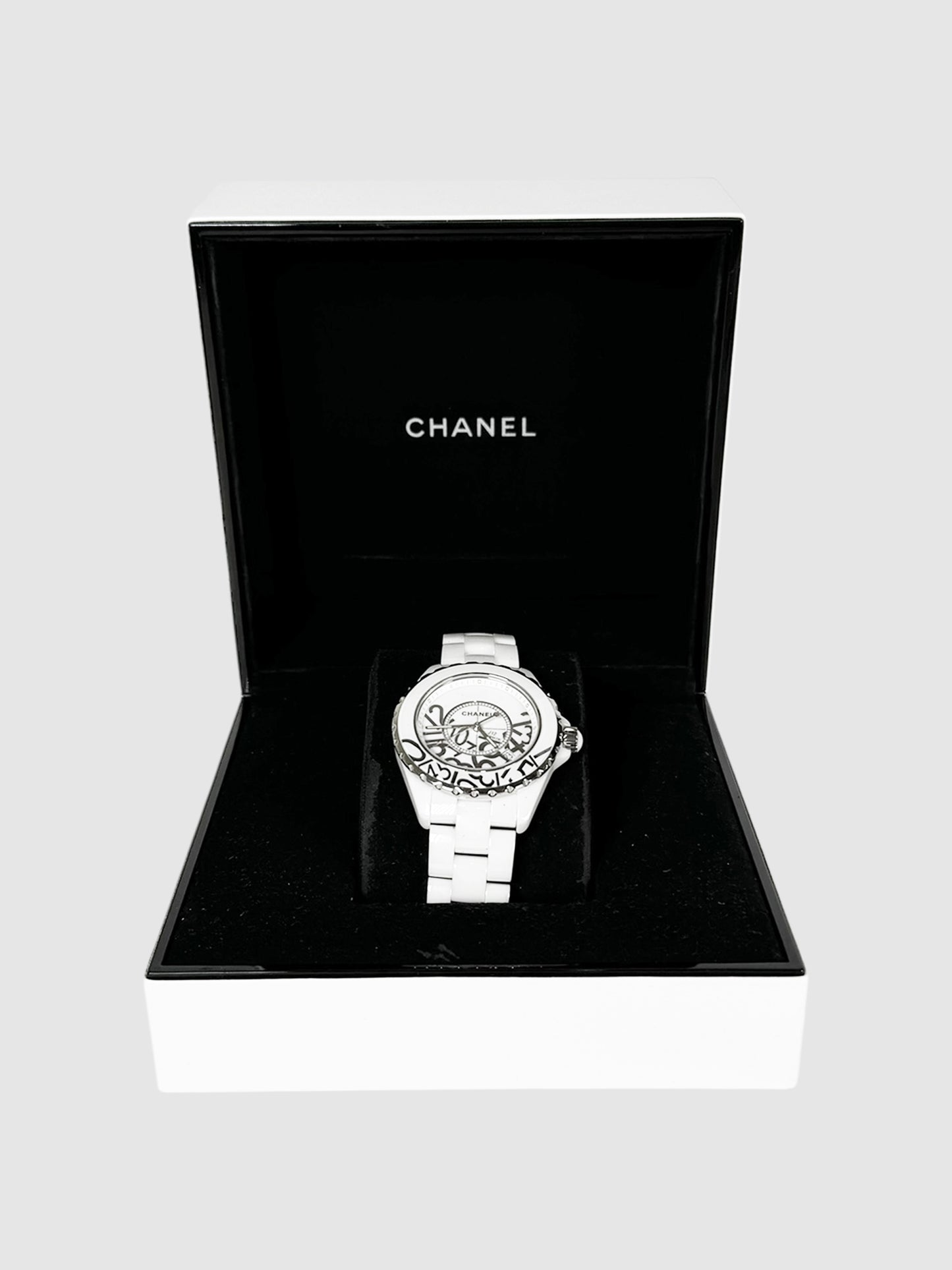 Chanel Limited Edition White J12 Graffiti Stainless Steel Watch Luxury Designer Resale Consignment Canada Toronto