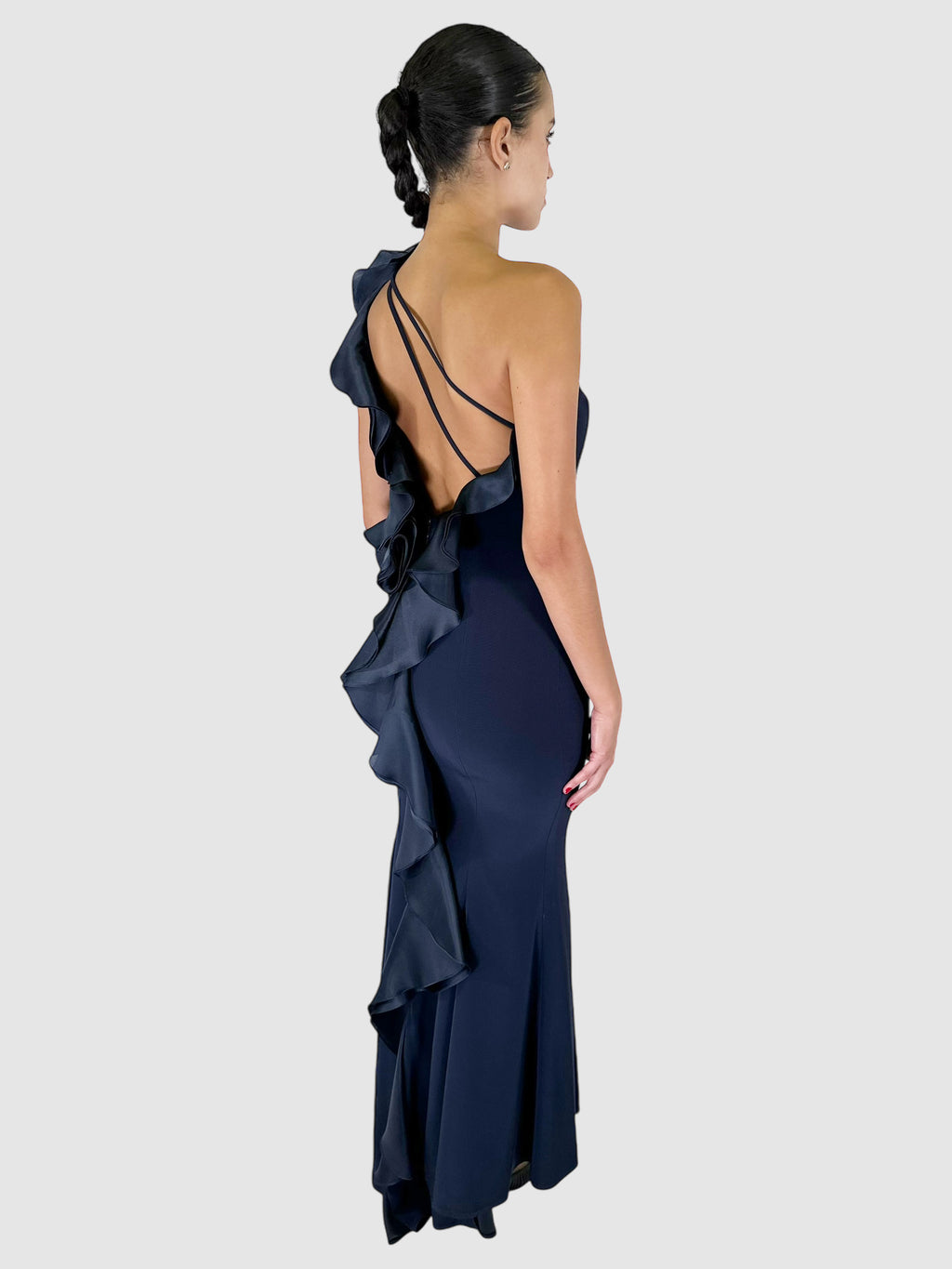 Ruffled One-Shoulder Maxi Dress - Size 6