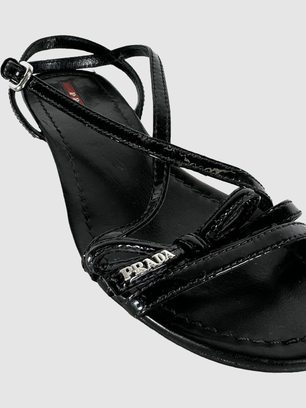 Patent Leather Bow Strap Wedges - Size 6