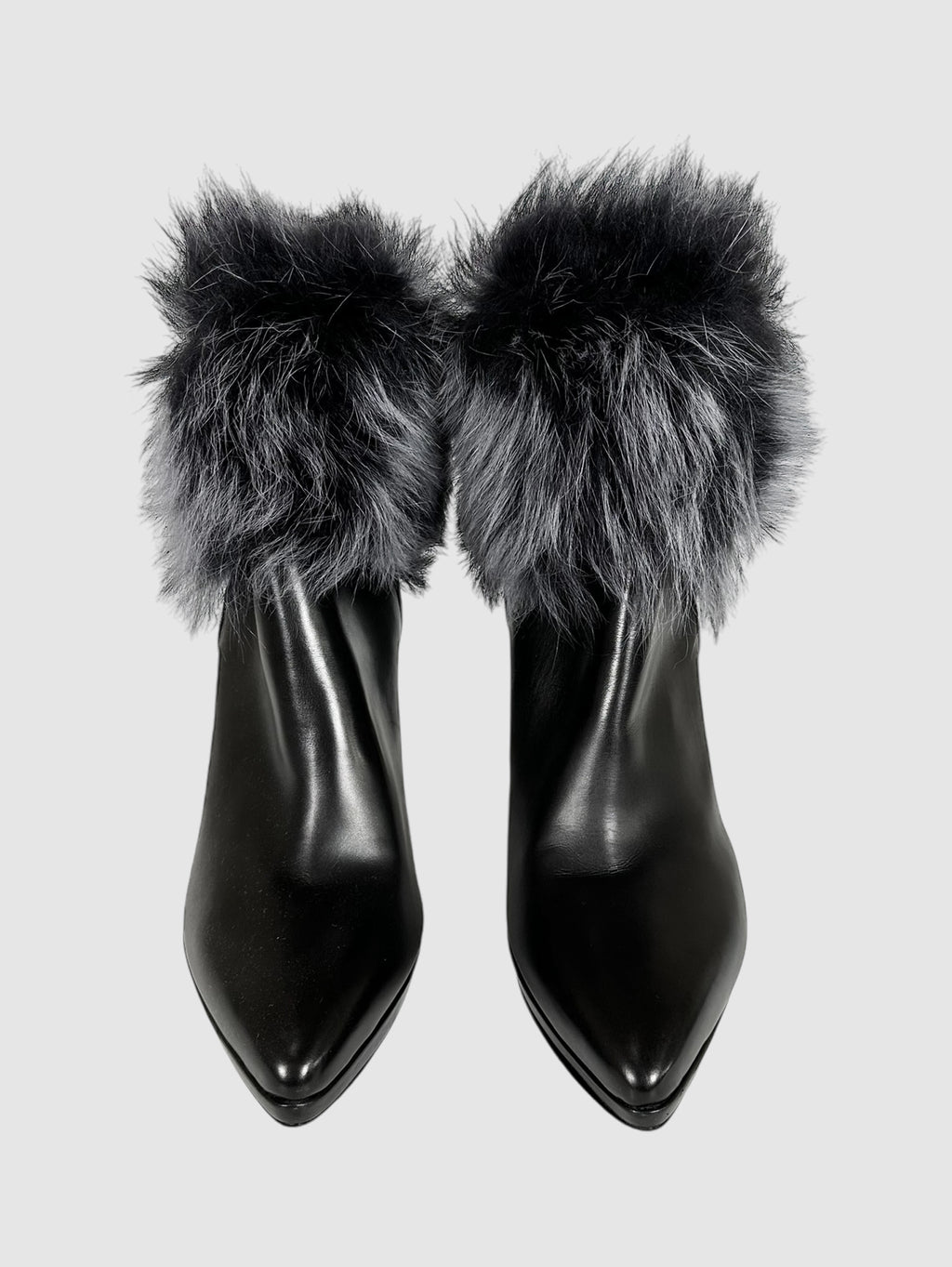 Fur Ankle Pointed Toe Boots - Size 10