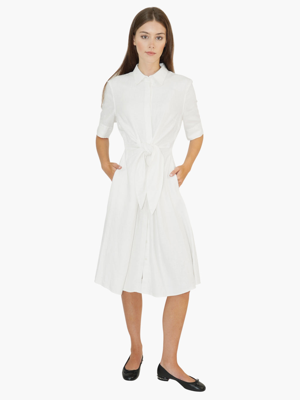Linen Tie-Front Dress